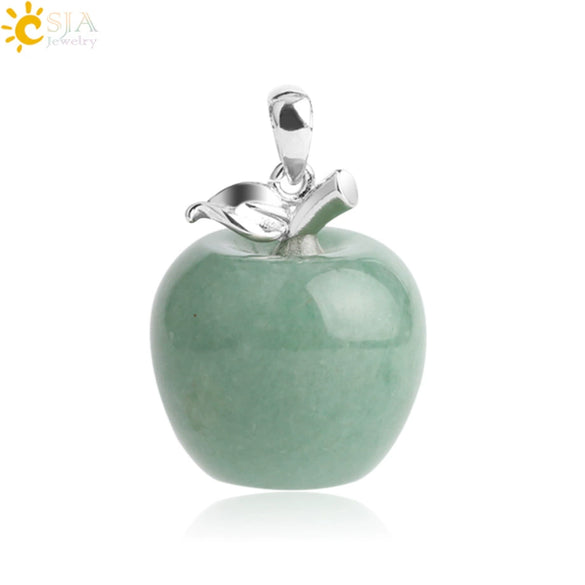 Natural Crystal Apple Pendant Alloy Necklace Women's Fashion Jewelry With Polishing Treatment