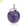 Natural Crystal Apple Pendant Alloy Necklace Women's Fashion Jewelry With Polishing Treatment