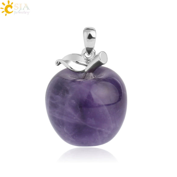 Natural Crystal Apple Pendant Alloy Necklace Women's Fashion Jewelry With Polishing Treatment
