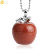 Natural Crystal Apple Pendant Alloy Necklace Women's Fashion Jewelry With Polishing Treatment
