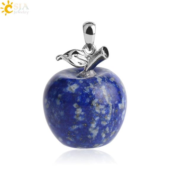 Natural Crystal Apple Pendant Alloy Necklace Women's Fashion Jewelry With Polishing Treatment