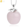 Natural Crystal Apple Pendant Alloy Necklace Women's Fashion Jewelry With Polishing Treatment