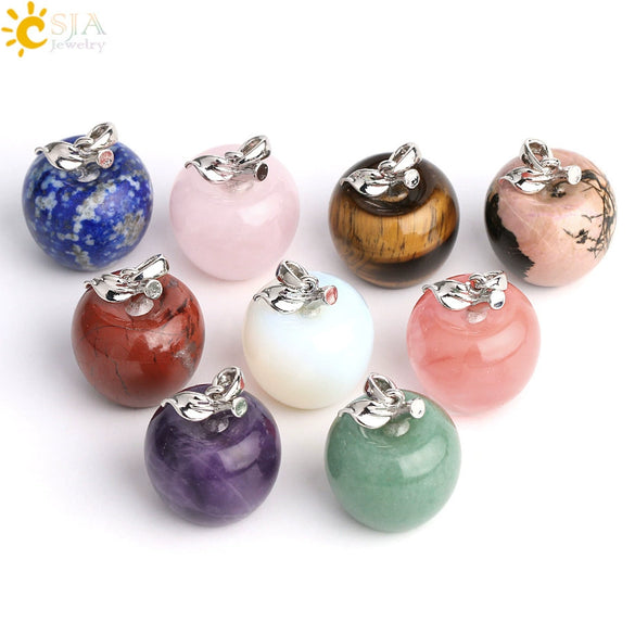 Natural Crystal Apple Pendant Alloy Necklace Women's Fashion Jewelry With Polishing Treatment