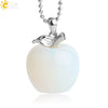 Natural Crystal Apple Pendant Alloy Necklace Women's Fashion Jewelry With Polishing Treatment