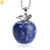 Natural Crystal Apple Pendant Alloy Necklace Women's Fashion Jewelry With Polishing Treatment