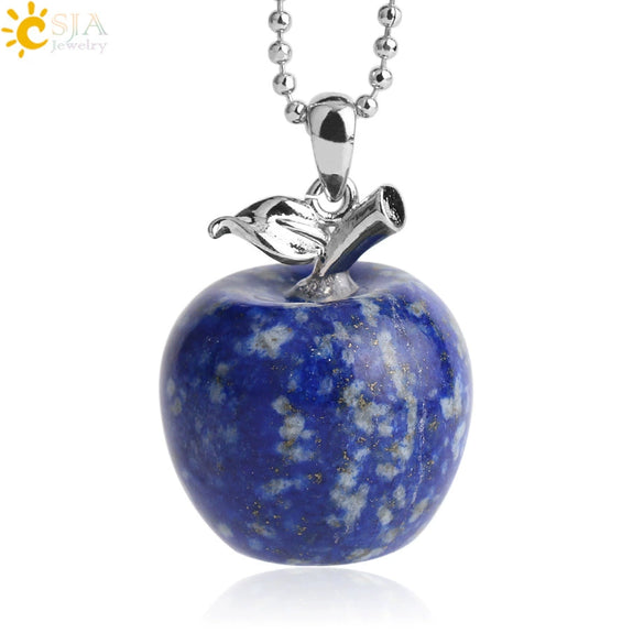 Natural Crystal Apple Pendant Alloy Necklace Women's Fashion Jewelry With Polishing Treatment