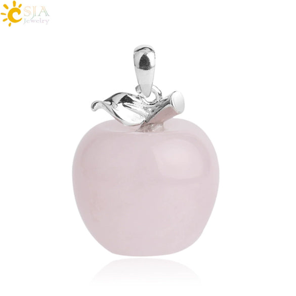 Natural Crystal Apple Pendant Alloy Necklace Women's Fashion Jewelry With Polishing Treatment