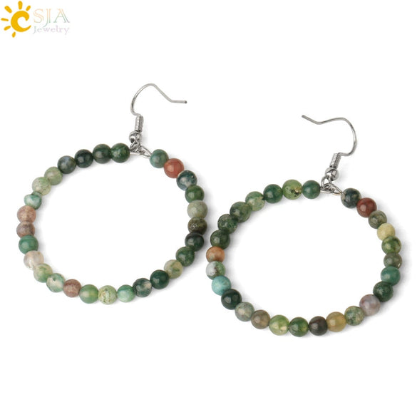 Natural Crystal Beaded Amethyst Earrings Personality Fashion Small Ring Drop Earrings