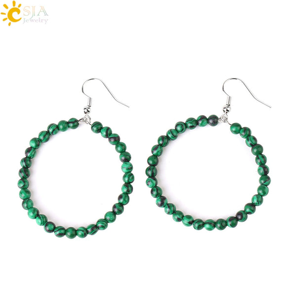 Natural Crystal Beaded Amethyst Earrings Personality Fashion Small Ring Drop Earrings