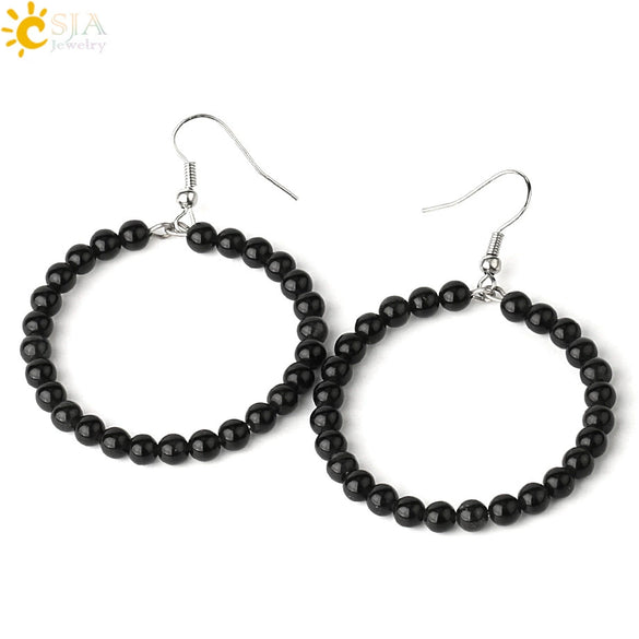 Natural Crystal Beaded Amethyst Earrings Personality Fashion Small Ring Drop Earrings