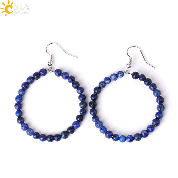 Natural Crystal Beaded Amethyst Earrings Personality Fashion Small Ring Drop Earrings
