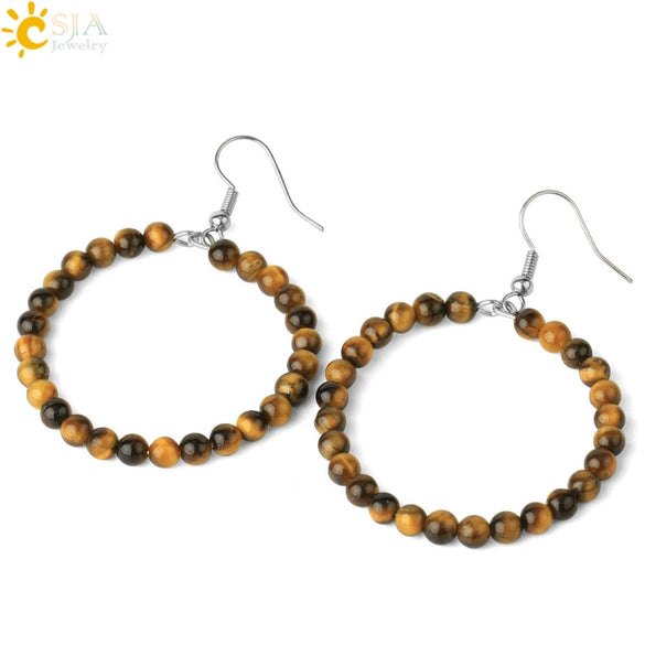 Natural Crystal Beaded Amethyst Earrings Personality Fashion Small Ring Drop Earrings