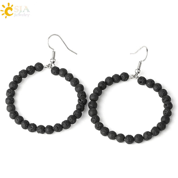 Natural Crystal Beaded Amethyst Earrings Personality Fashion Small Ring Drop Earrings