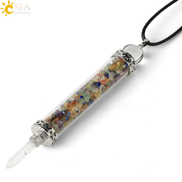 Natural Crystal Bottle Pendant Necklace Electroplated Personality Style Unisex Jewelry