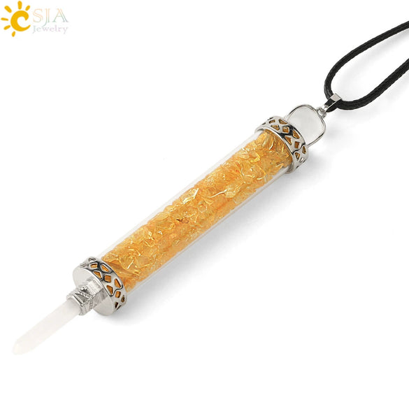 Natural Crystal Bottle Pendant Necklace Electroplated Personality Style Unisex Jewelry