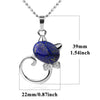 Natural Crystal Cat Pendant Necklace With Ball Chain Electroplated Animal Zodiac Semi Precious Stone Jewelry For Unisex