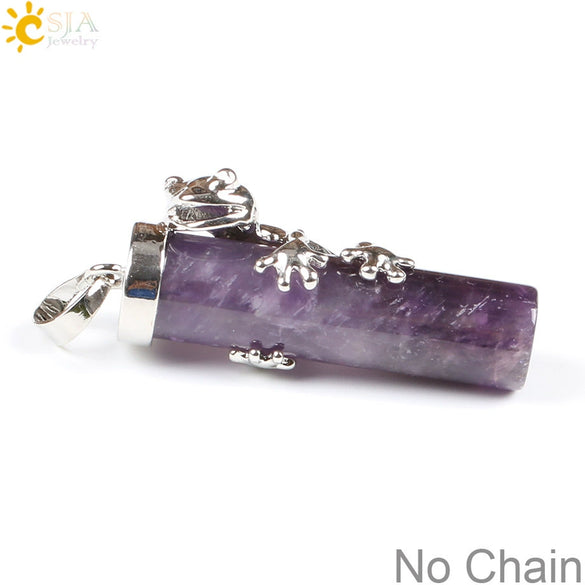 Natural Crystal Frog Pendant Necklace Minimalist Animal Zodiac Jewelry With Cute Frog Holding Crystal Column