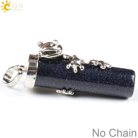 Natural Crystal Frog Pendant Necklace Minimalist Animal Zodiac Jewelry With Cute Frog Holding Crystal Column