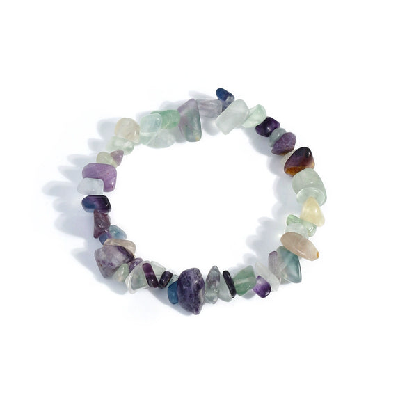 Natural Crystal Gravel Stretch Bracelet For Women And Unisex With Irregular Stone Look And Geometric Style