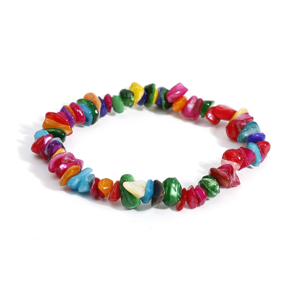 Natural Crystal Gravel Stretch Bracelet For Women And Unisex With Irregular Stone Look And Geometric Style