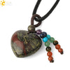 Natural Crystal Heart Pendant Necklace With Short Tassel Polished Colorful Semi Precious Stone Jewelry
