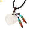 Natural Crystal Heart Pendant Necklace With Short Tassel Polished Colorful Semi Precious Stone Jewelry