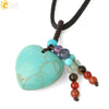 Natural Crystal Heart Pendant Necklace With Short Tassel Polished Colorful Semi Precious Stone Jewelry