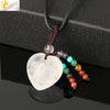 Natural Crystal Heart Pendant Necklace With Short Tassel Polished Colorful Semi Precious Stone Jewelry