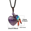 Natural Crystal Heart Pendant Necklace With Short Tassel Polished Colorful Semi Precious Stone Jewelry