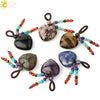 Natural Crystal Heart Pendant Necklace With Short Tassel Polished Colorful Semi Precious Stone Jewelry