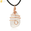 Natural Crystal Irregular Stone Wrapped Drop Pendant Necklace Minimalist Zodiac Animal Ball Chain For Women And Men