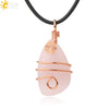 Natural Crystal Irregular Stone Wrapped Drop Pendant Necklace Minimalist Zodiac Animal Ball Chain For Women And Men