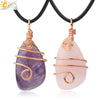 Natural Crystal Irregular Stone Wrapped Drop Pendant Necklace Minimalist Zodiac Animal Ball Chain For Women And Men