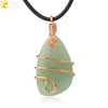 Natural Crystal Irregular Stone Wrapped Drop Pendant Necklace Minimalist Zodiac Animal Ball Chain For Women And Men