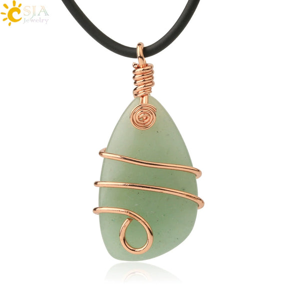 Natural Crystal Irregular Stone Wrapped Drop Pendant Necklace Minimalist Zodiac Animal Ball Chain For Women And Men