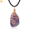 Natural Crystal Irregular Stone Wrapped Drop Pendant Necklace Minimalist Zodiac Animal Ball Chain For Women And Men