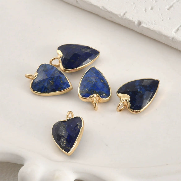Natural Crystal Jade Minimalist Love Pendant Goldplated Edge Diy Handmade Accessories For Bracelet Necklace Earrings