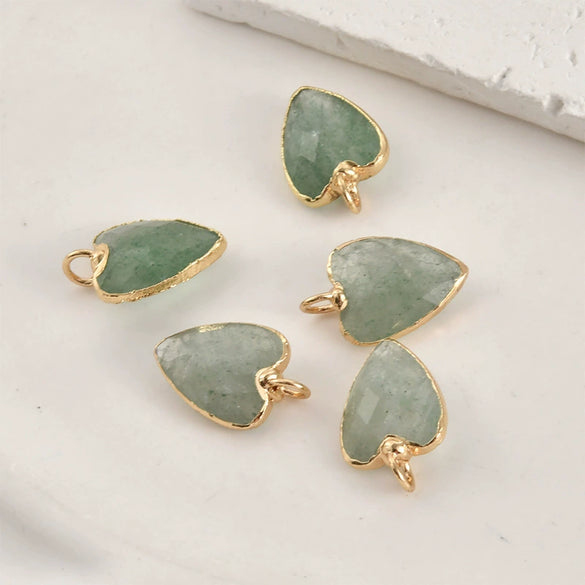 Natural Crystal Jade Minimalist Love Pendant Goldplated Edge Diy Handmade Accessories For Bracelet Necklace Earrings