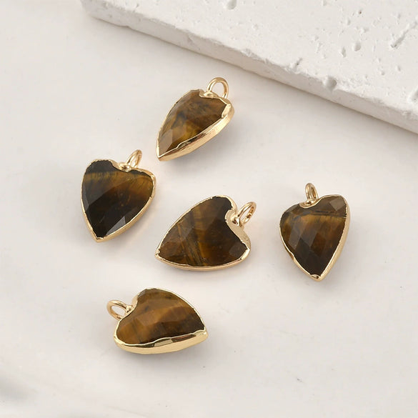 Natural Crystal Jade Minimalist Love Pendant Goldplated Edge Diy Handmade Accessories For Bracelet Necklace Earrings