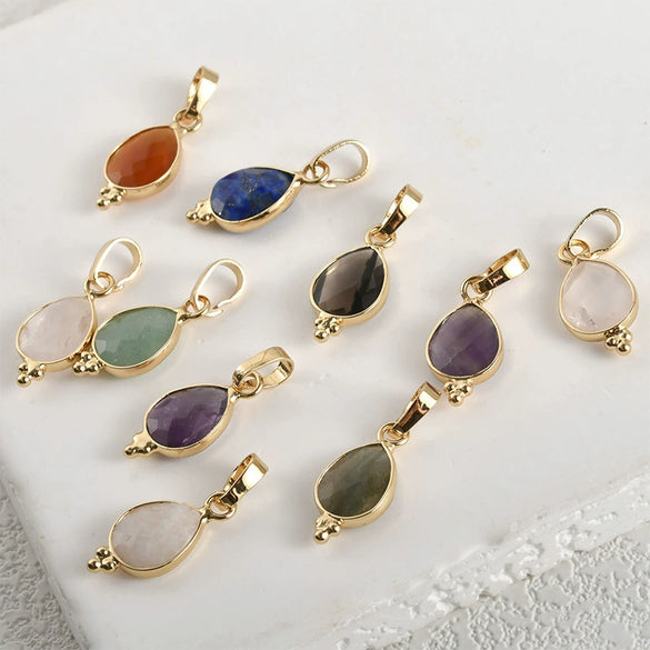 Natural Crystal Jade Water Drops Copper Gold Plated Diy Handmade Jewelry Accessories Material