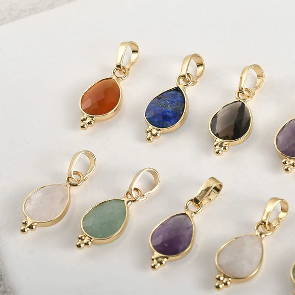 Natural Crystal Jade Water Drops Copper Gold Plated Diy Handmade Jewelry Accessories Material