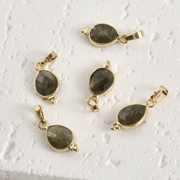 Natural Crystal Jade Water Drops Copper Gold Plated Diy Handmade Jewelry Accessories Material