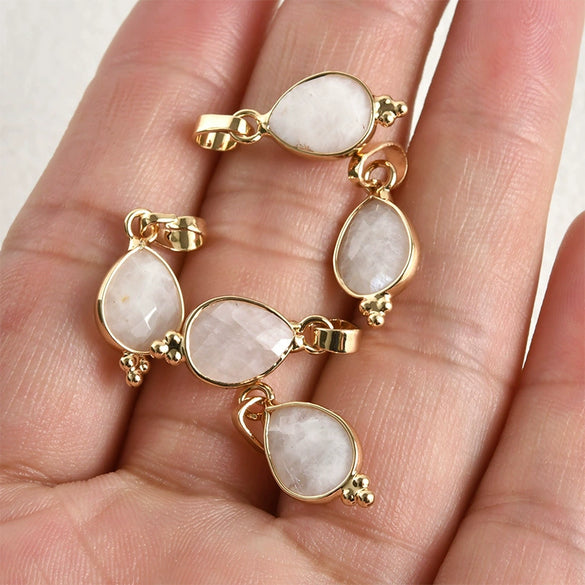 Natural Crystal Jade Water Drops Copper Gold Plated Diy Handmade Jewelry Accessories Material