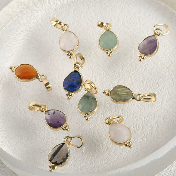Natural Crystal Jade Water Drops Copper Gold Plated Diy Handmade Jewelry Accessories Material