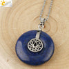 Natural Crystal Lotus Buckle Pendant Necklace With Multicolor Crystal Ball Chain Simple Jewelry