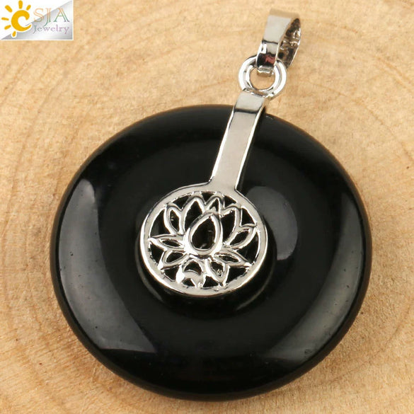 Natural Crystal Lotus Buckle Pendant Necklace With Multicolor Crystal Ball Chain Simple Jewelry