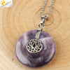 Natural Crystal Lotus Buckle Pendant Necklace With Multicolor Crystal Ball Chain Simple Jewelry