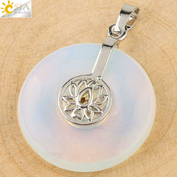 Natural Crystal Lotus Buckle Pendant Necklace With Multicolor Crystal Ball Chain Simple Jewelry