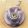 Natural Crystal Lotus Buckle Pendant Necklace With Multicolor Crystal Ball Chain Simple Jewelry