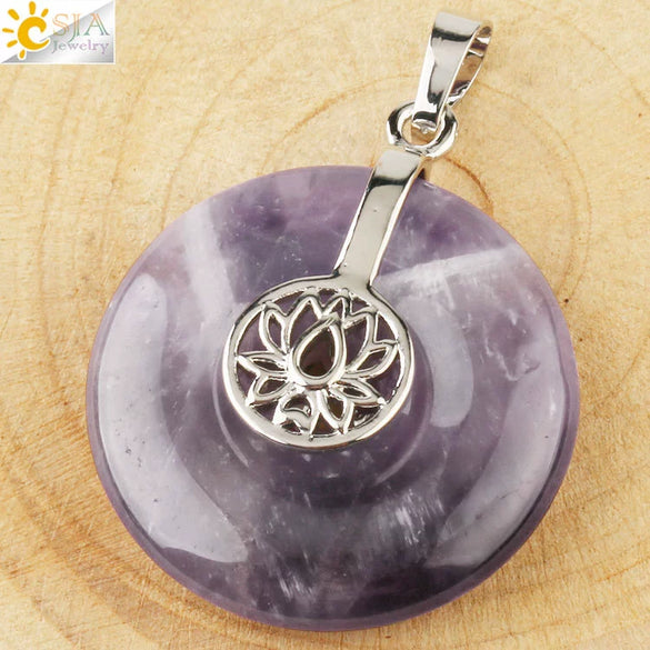 Natural Crystal Lotus Buckle Pendant Necklace With Multicolor Crystal Ball Chain Simple Jewelry